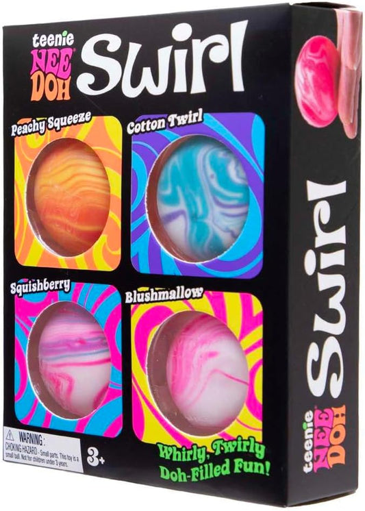 Schylling NeeDoh Teenie Swirl 4 Pack – Sensory Squeeze Toy – 1.5 in Diameter – Colors May Vary