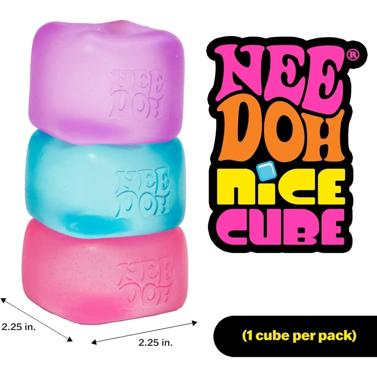 NeeDoh Nice Cube – Solid Squish – 2.25” Cube