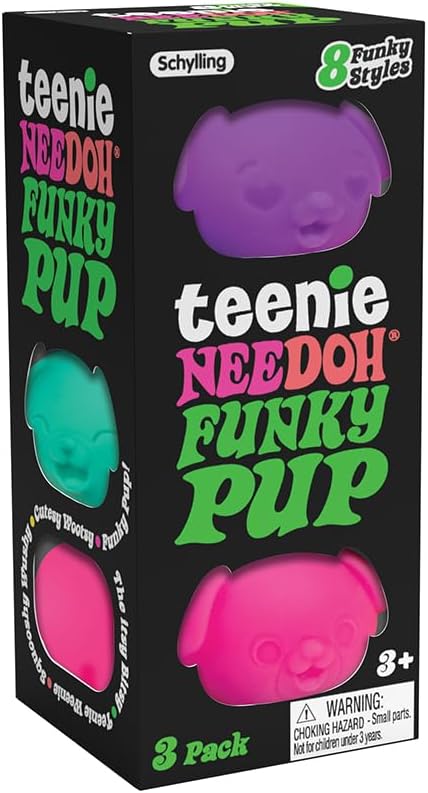 Schylling NeeDoh Teenie Funky Pups – Sensory Squeeze Toy – Contains 3 Mini Groovy Globs – 1.5′′ Wide – Color May Vary (Pack of 1)