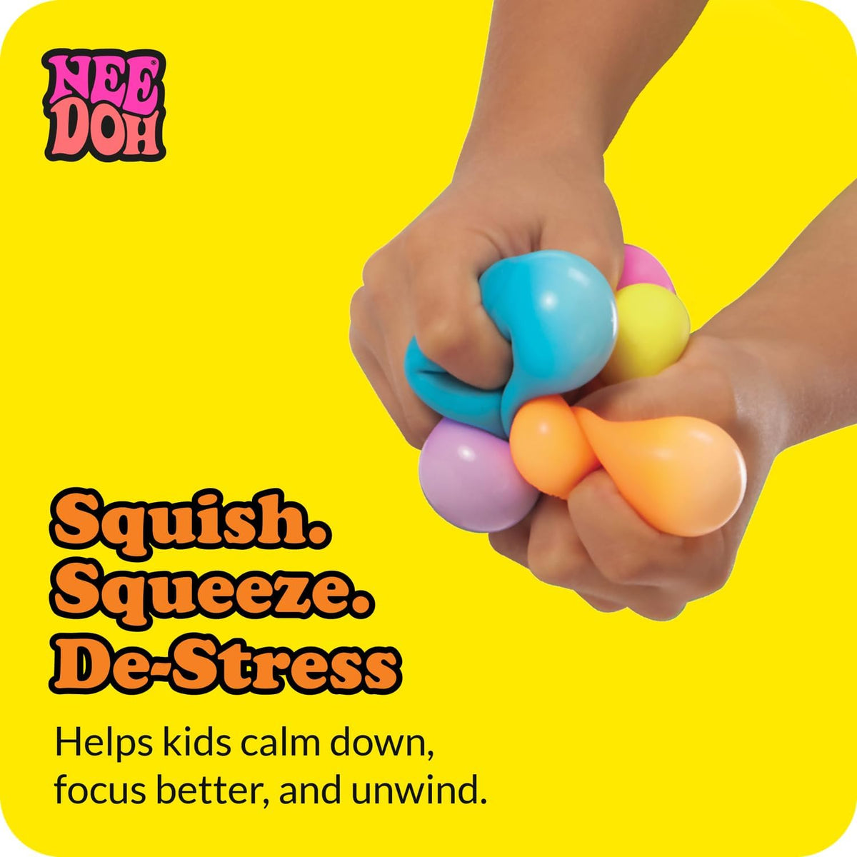 Schylling NeeDoh Rainboh Teenie – Sensory Squeeze Toy – Contains 6 Mini Groovy Globs – 1.5 Wide – Multicolored