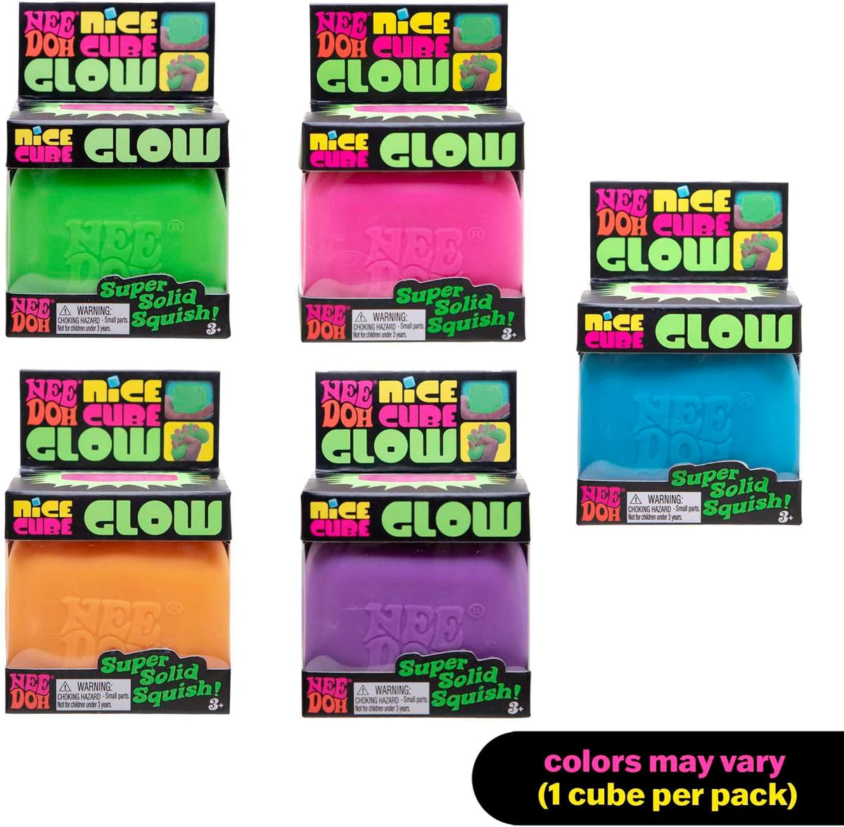 Schylling NeeDoh Nice Cube Glow – Squeeze Toy with a Super Solid Squish
