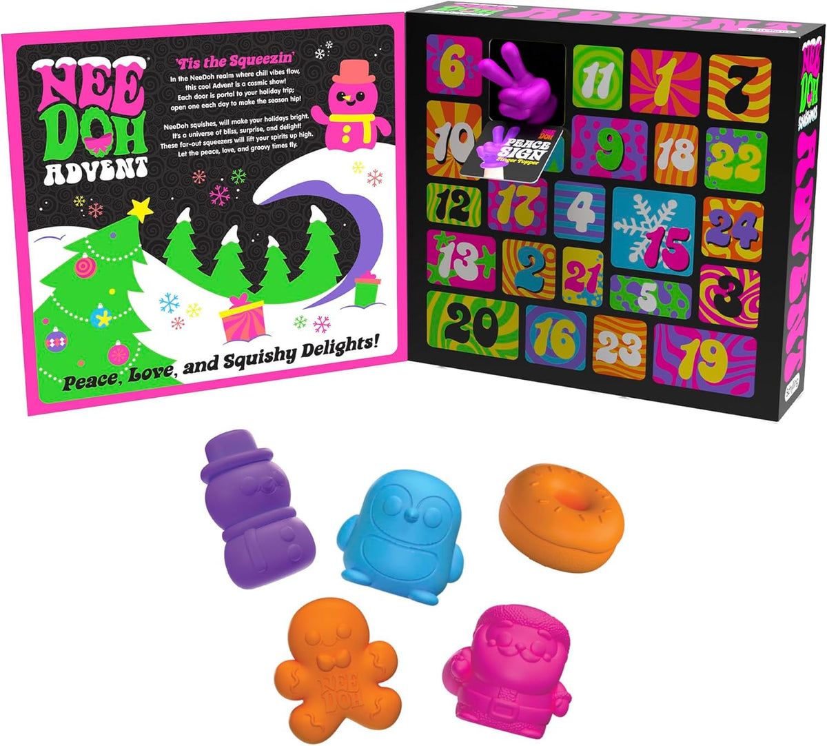 Schylling NeeDoh Squishmas Advent Calendar – 24 Mini Squeeze Toys – Christmas Countdown – Ages 3 to Adult