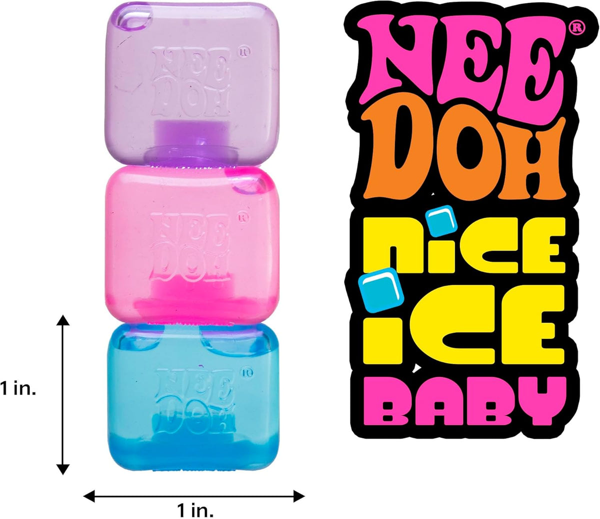 Schylling NeeDoh Nice Ice Baby 4 Pack – Sensory Squeeze Toy – 1.5 Cube – Colors May Vary