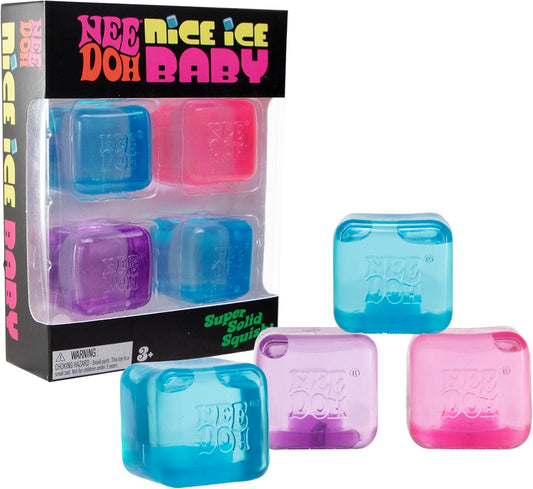 Schylling NeeDoh Nice Ice Baby 4 Pack – Sensory Squeeze Toy – 1.5 Cube – Colors May Vary